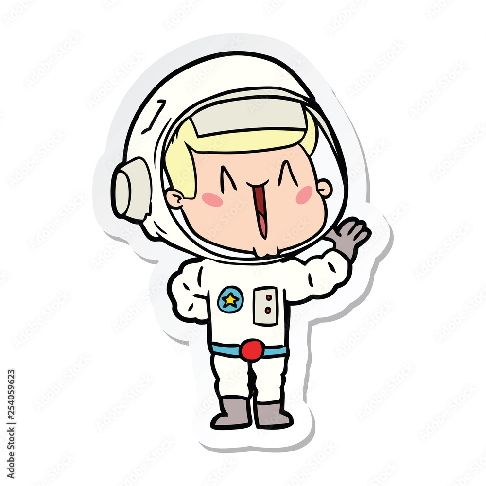 sticker of a singing cartoon astronaut sticker of a singing cartoon astronaut