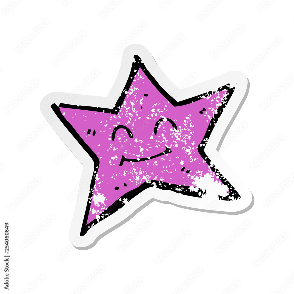 retro distressed sticker of a cartoon star character retro distressed sticker of a cartoon star character