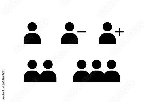 User Profile Group Set Icon Symbol. Add / Remove user. Team. Vector