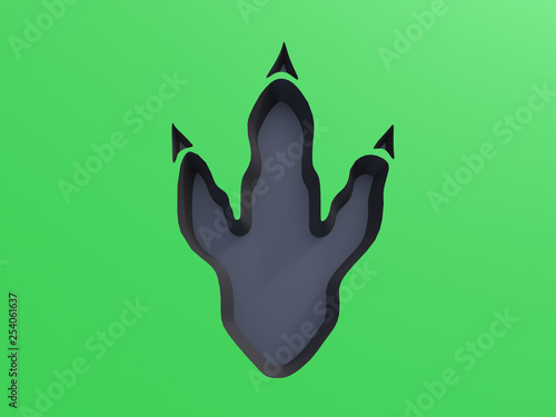 3D illustration of Tyrannosaurusa Rex footprint