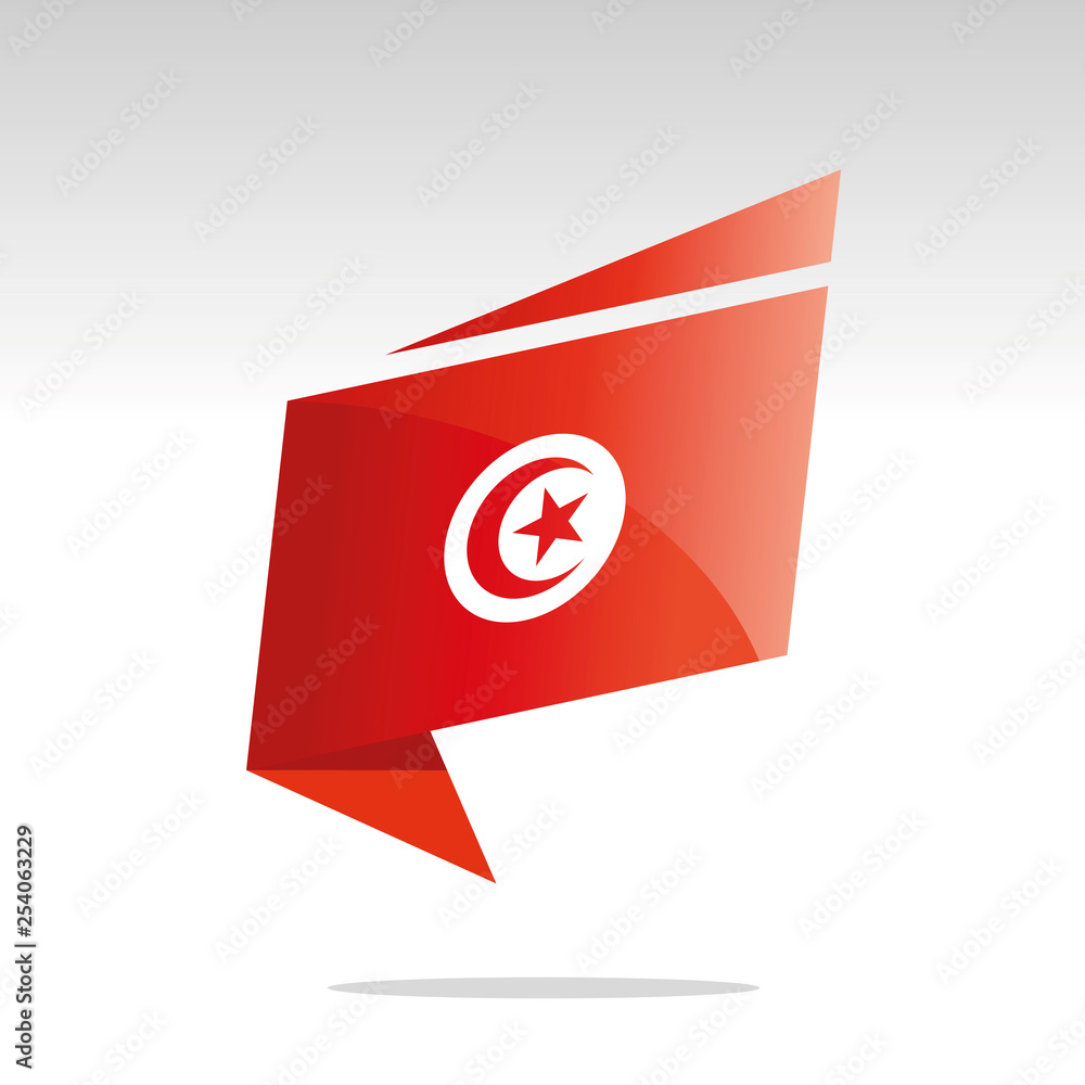 New abstract Tunisia flag origami logo icon button label vector New abstract Tunisia flag origami logo icon button label vector