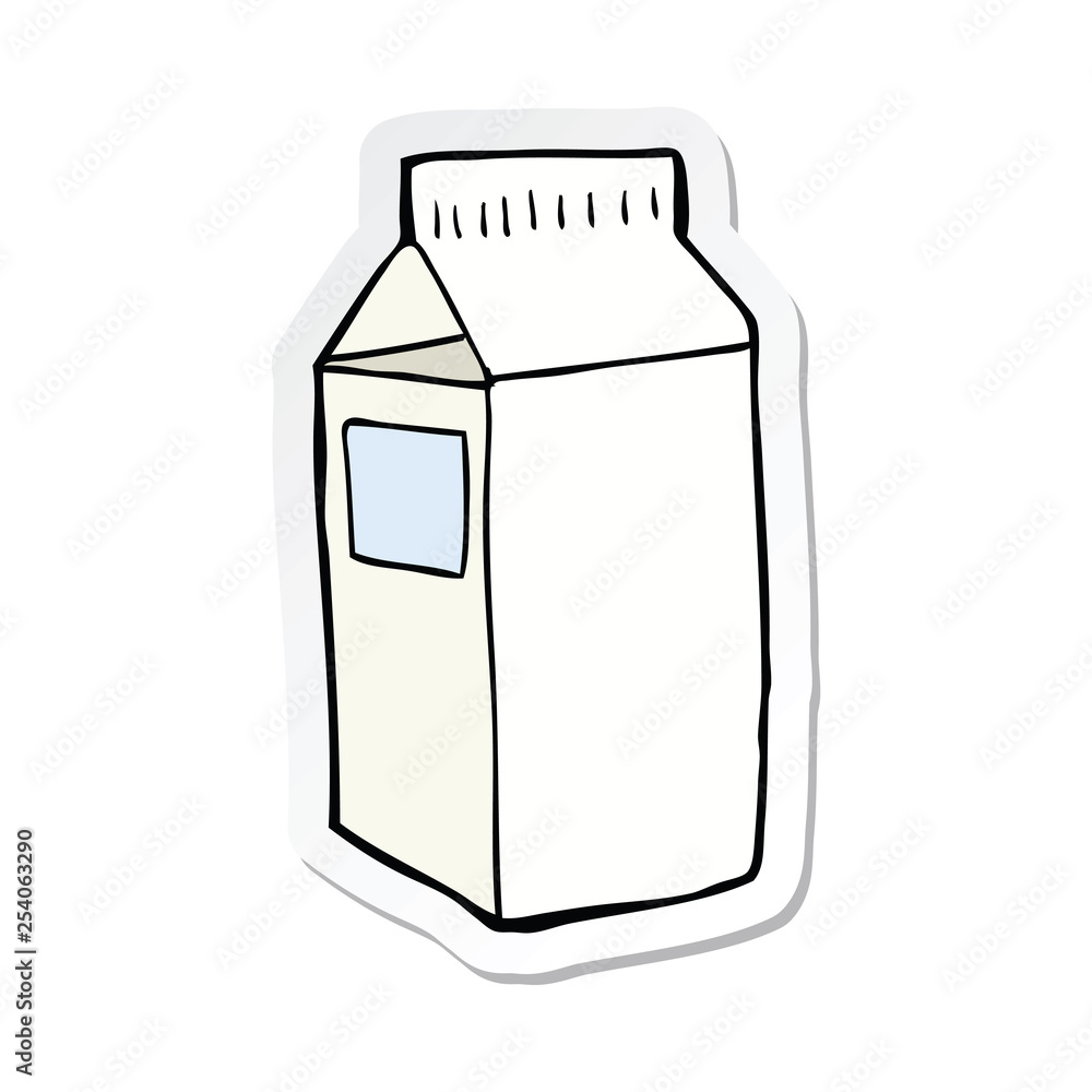 sticker of a cartoon milk carton sticker of a cartoon milk carton