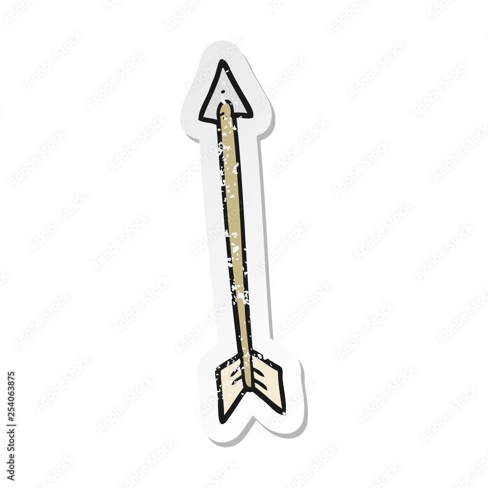 retro distressed sticker of a cartoon arrow retro distressed sticker of a cartoon arrow