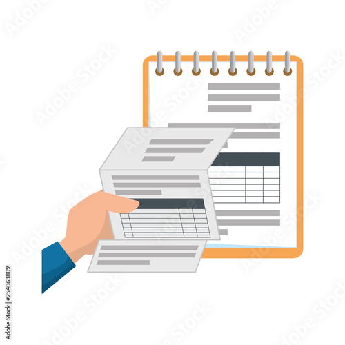 hand with tax documents paper