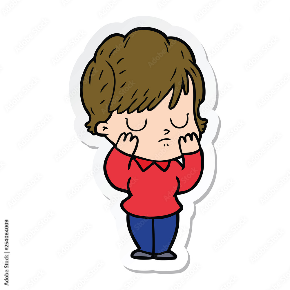 sticker of a cartoon woman sticker of a cartoon woman