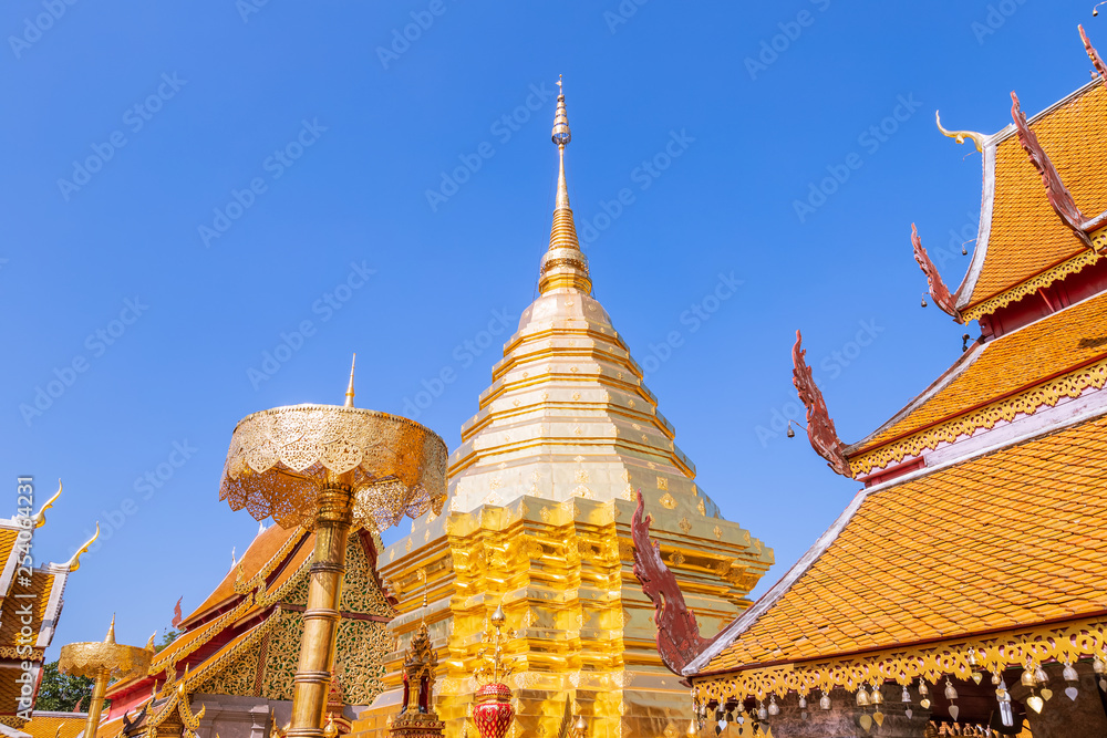 Fototapeta premium Wat Phra That Doi Suthep is famous temple in Chiang Mai, north of Thailand