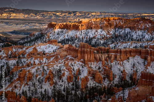 Winter sunset in Bryce canyon