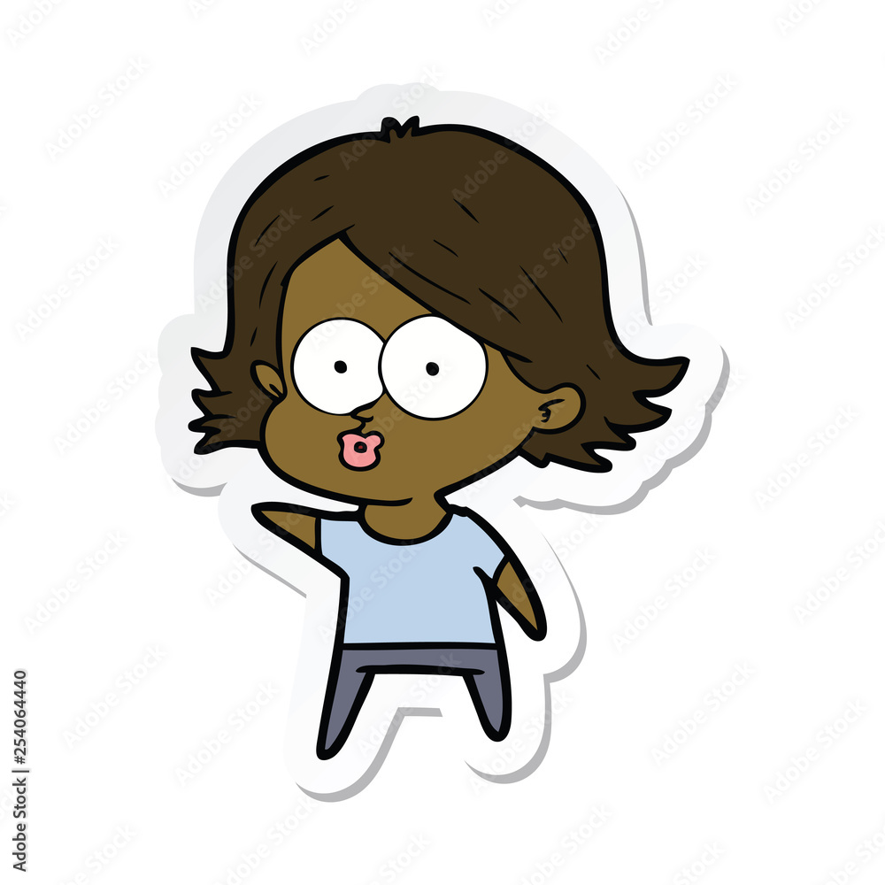 sticker of a cartoon girl pouting sticker of a cartoon girl pouting
