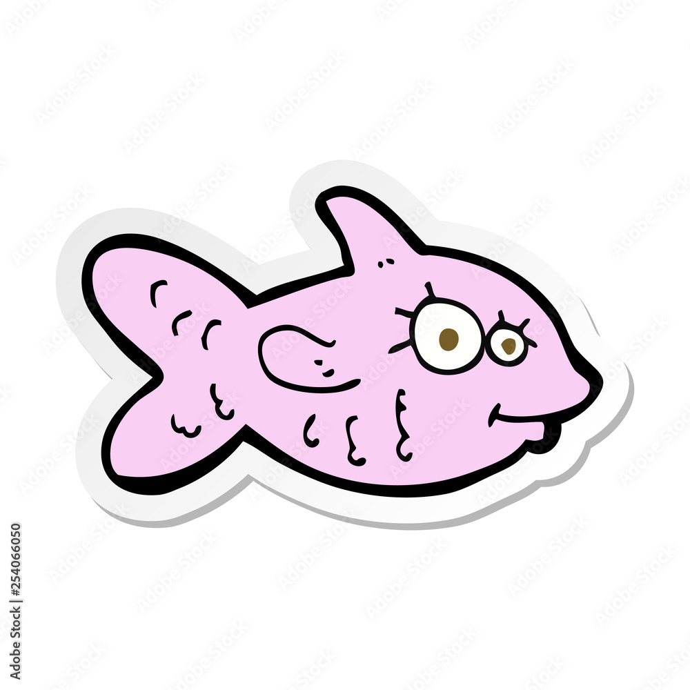 sticker of a cartoon happy fish sticker of a cartoon happy fish