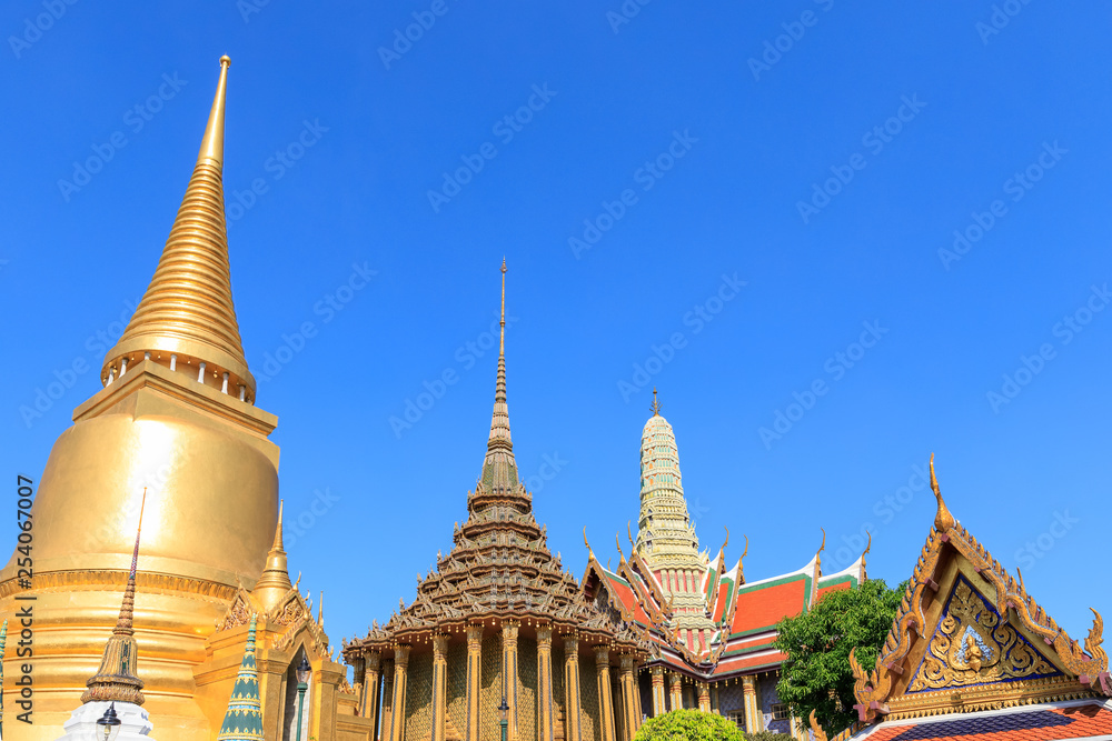 Wat Phra Kaew or the Temple of the Emerald Buddha in Grand Palace Bangkok