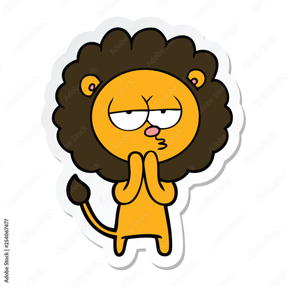 sticker of a cartoon lion considering sticker of a cartoon lion considering