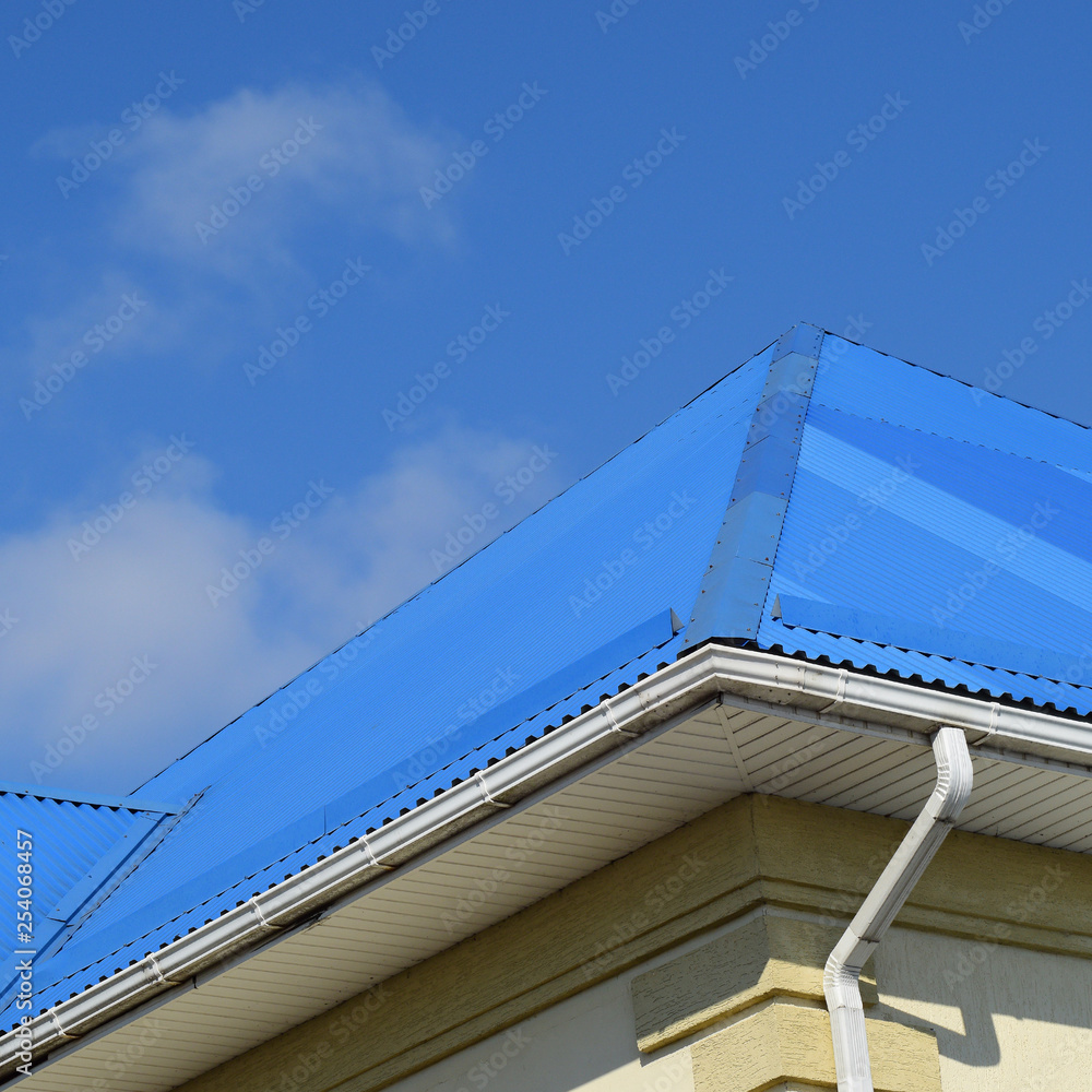 Fototapeta premium Blue roof metal sheets