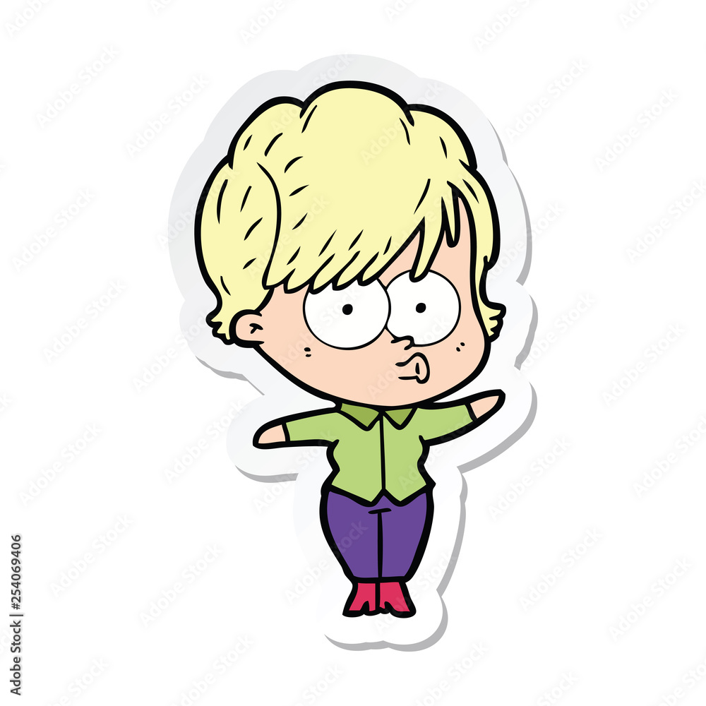 sticker of a cartoon woman