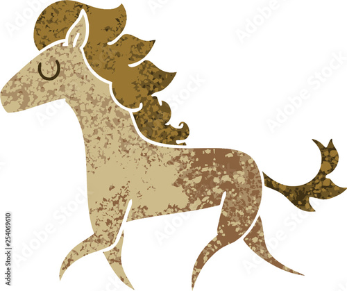 quirky retro illustration style cartoon running horse