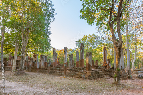Fototapeta Naklejka Na Ścianę i Meble -  Wat Phra Non (Reclining Buddha) temple in Kamphaeng Phet Historical Park, UNESCO World Heritage site