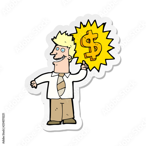 sticker of a making money cartoon
