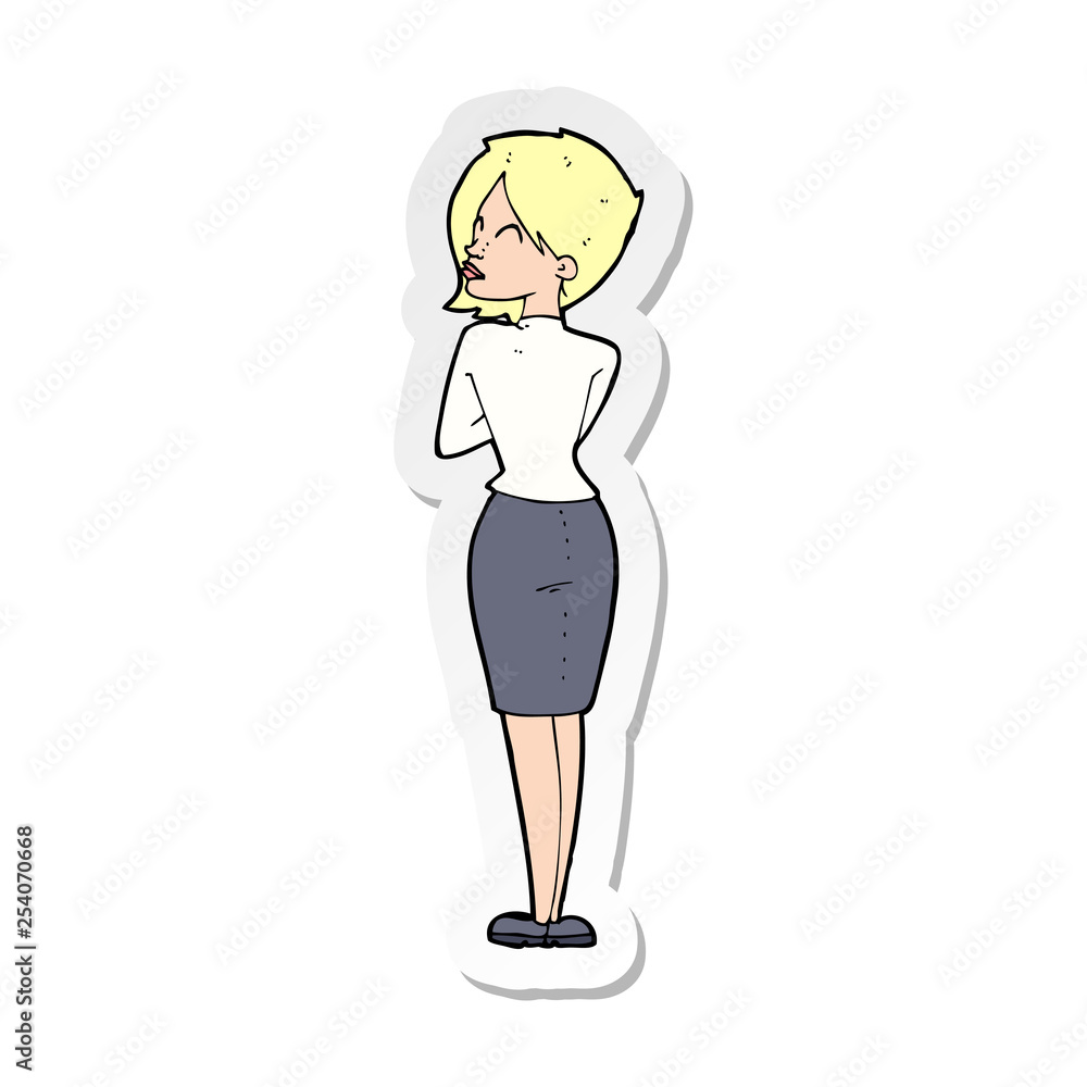 sticker of a cartoon businesswoman ignoring sticker of a cartoon businesswoman ignoring