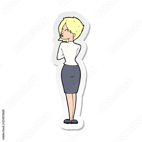 sticker of a cartoon businesswoman ignoring