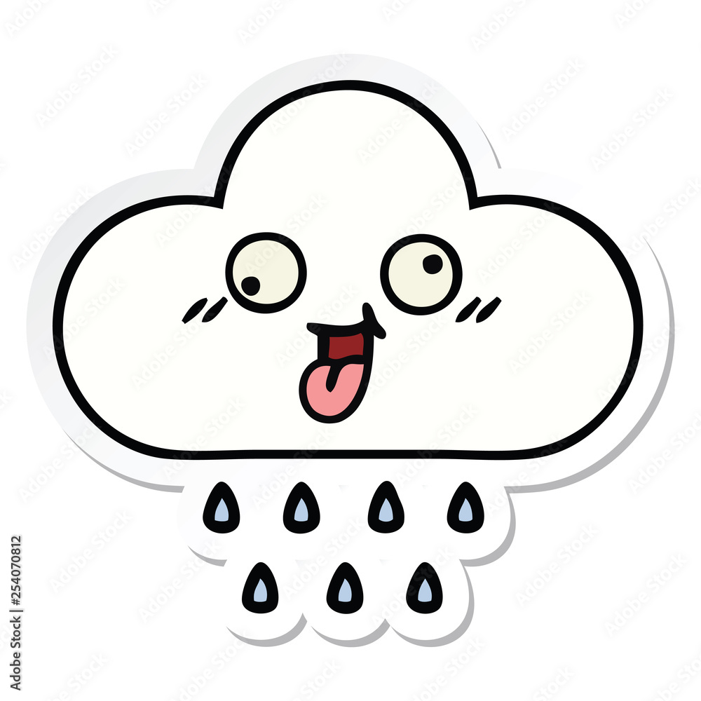 sticker of a cute cartoon rain cloud sticker of a cute cartoon rain cloud