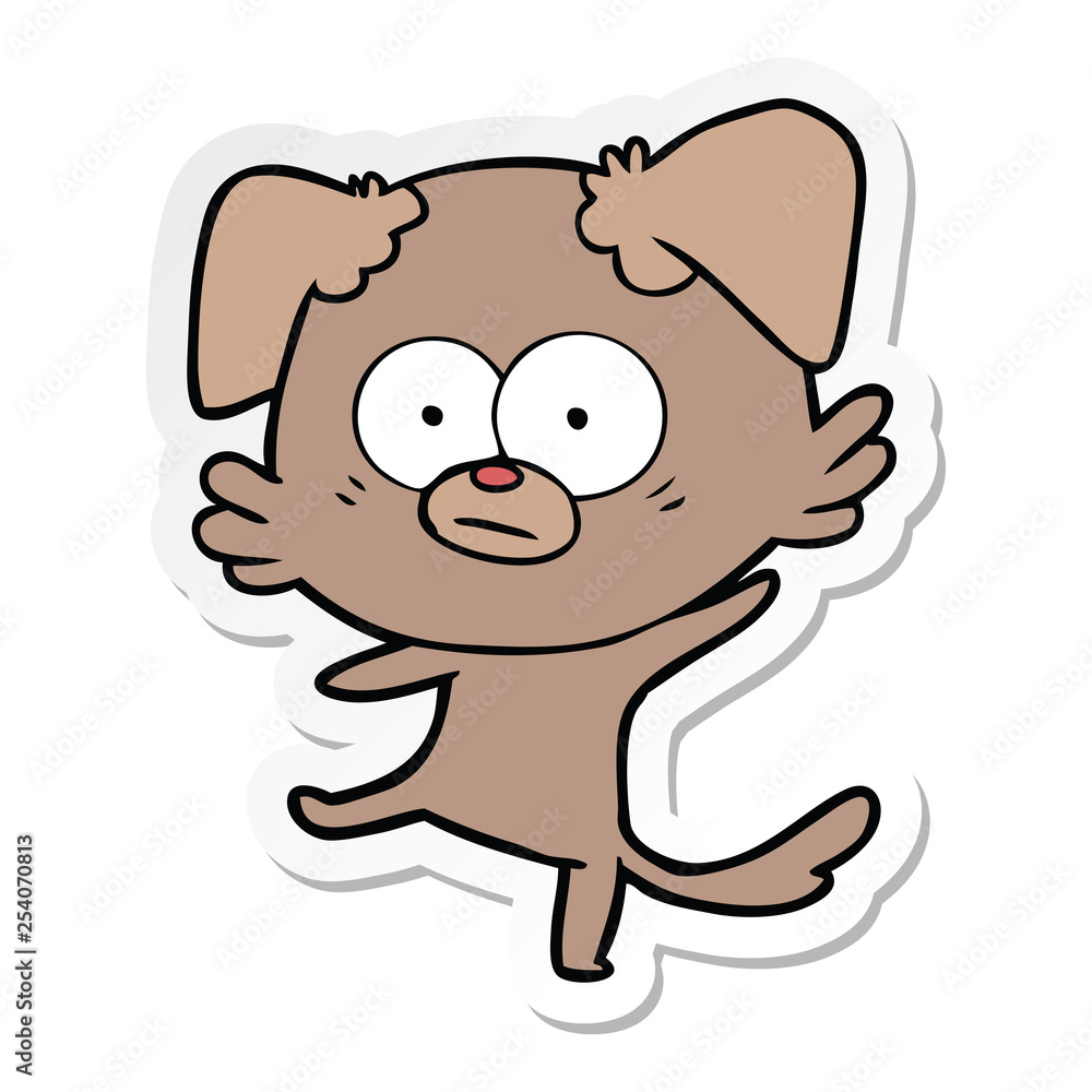 sticker of a nervous dog cartoon sticker of a nervous dog cartoon