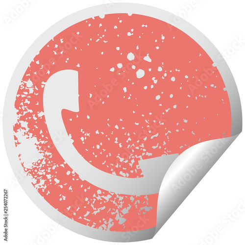 distressed circular peeling sticker symbol telephone receiver