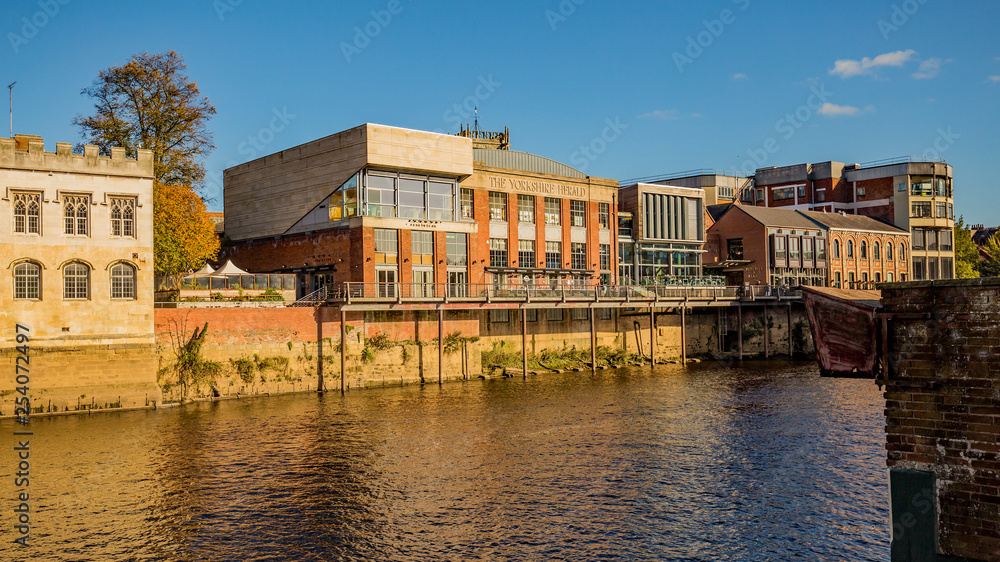 Businesses on the bank of the River Ouse in York, England