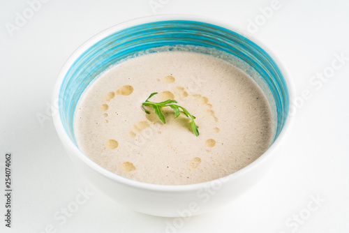 musrhoom cream soup on the white background