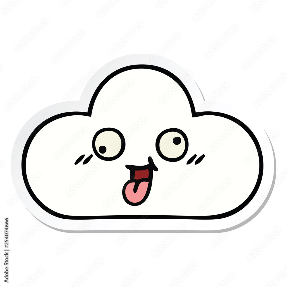 sticker of a cute cartoon cloud