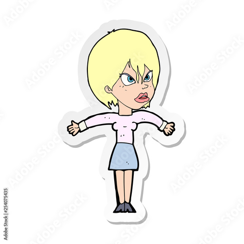 sticker of a cartoon annoyed girl