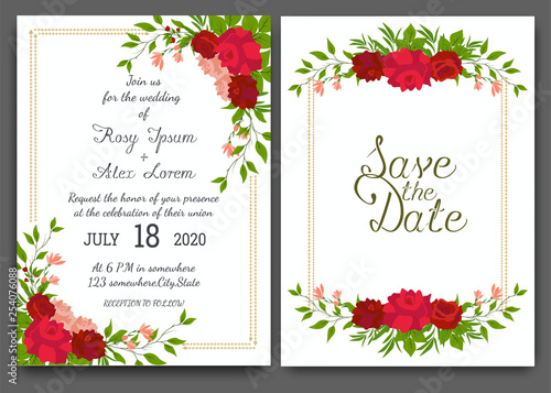 Floral hand drawn frame for a wedding invitation