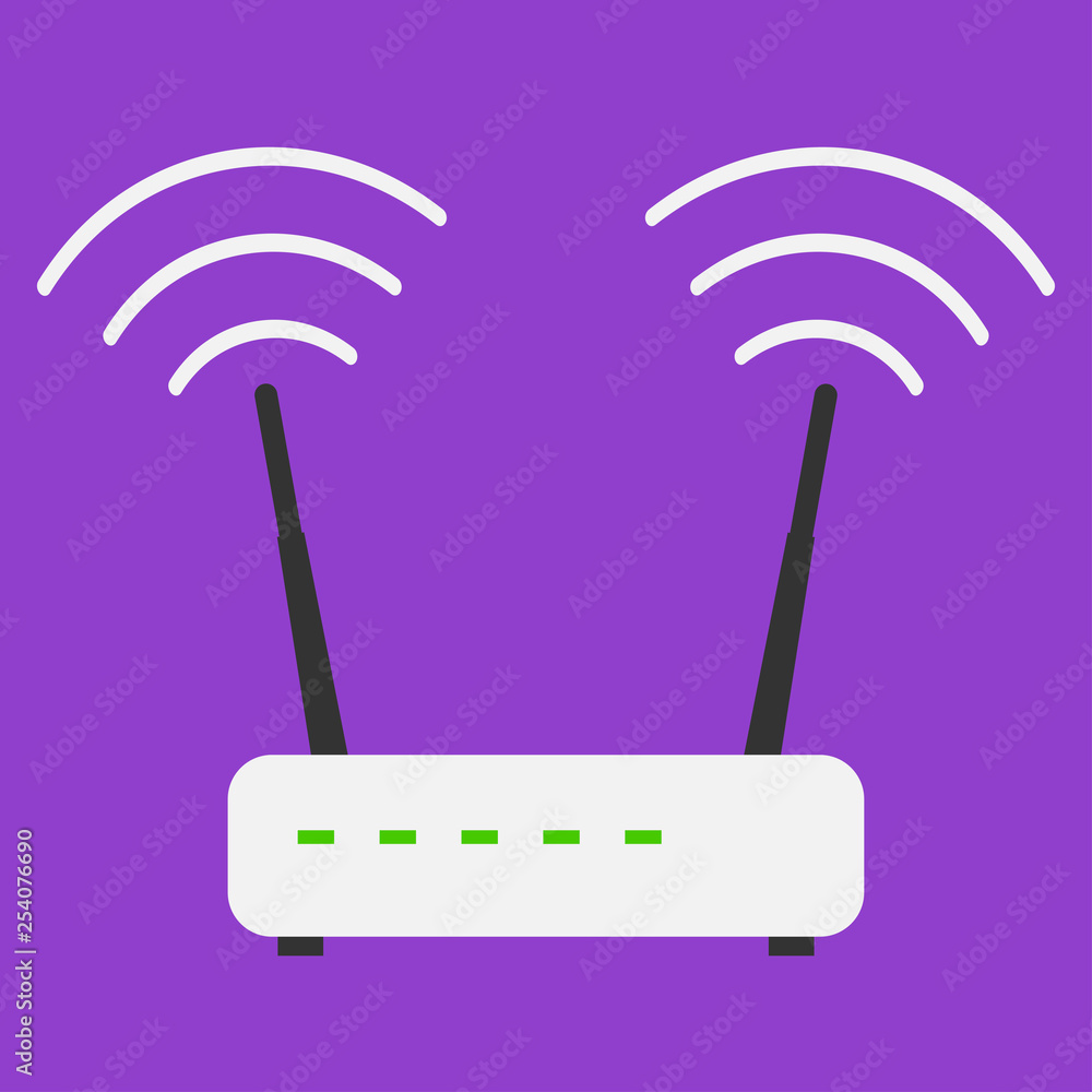 Flat design icons Internet wifi router on violet background Flat design icons Internet wifi router on violet background