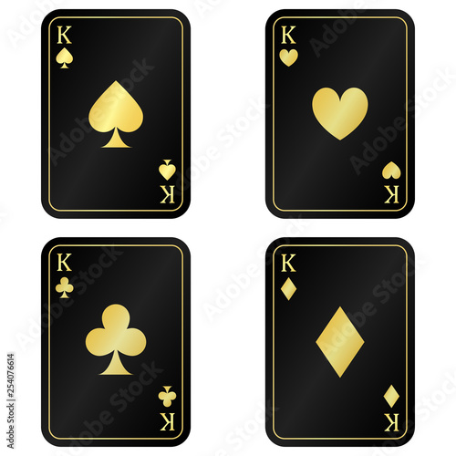 set Four black card king with gold