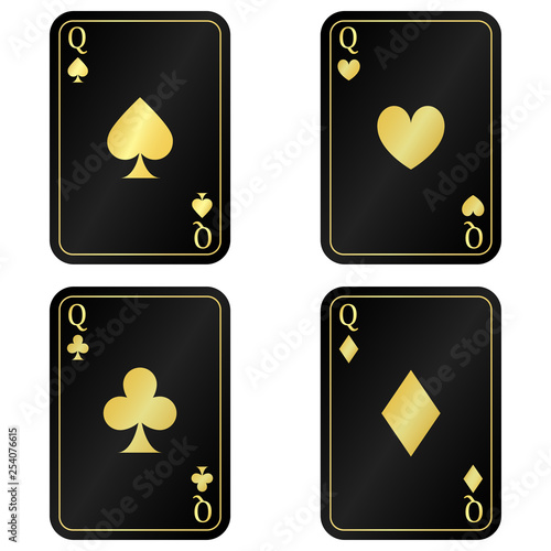 Set Four Queens black card with gold