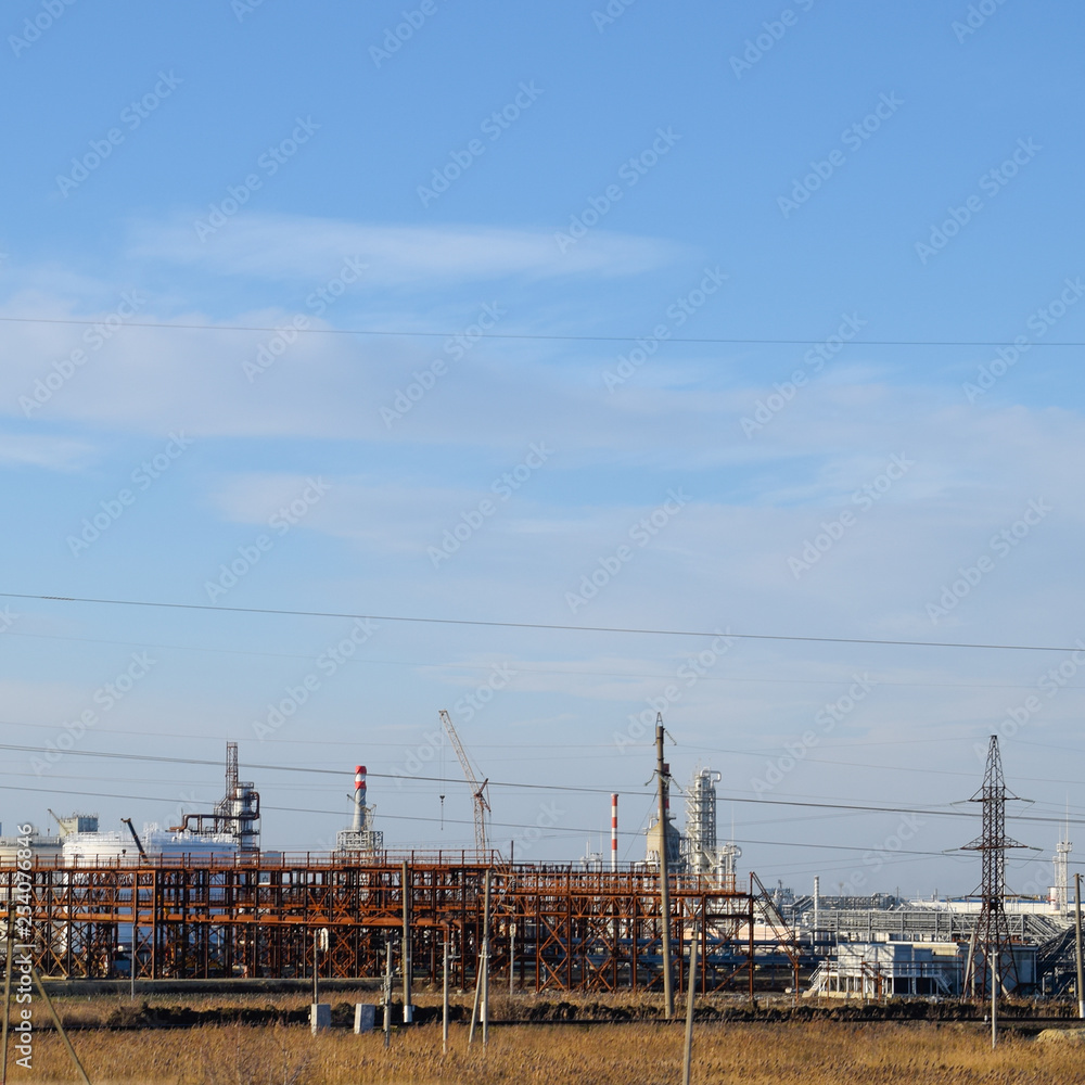 Distillation columns, pipes and other equipment furnaces refinery. Distillation columns, pipes and other equipment furnaces refinery.