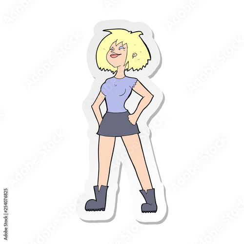 sticker of a cartoon capable woman