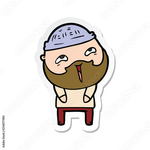 sticker of a cartoon happy bearded man