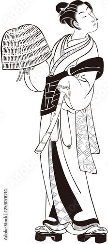 虚無僧「風俗四季歌仙　卯月」　白黒