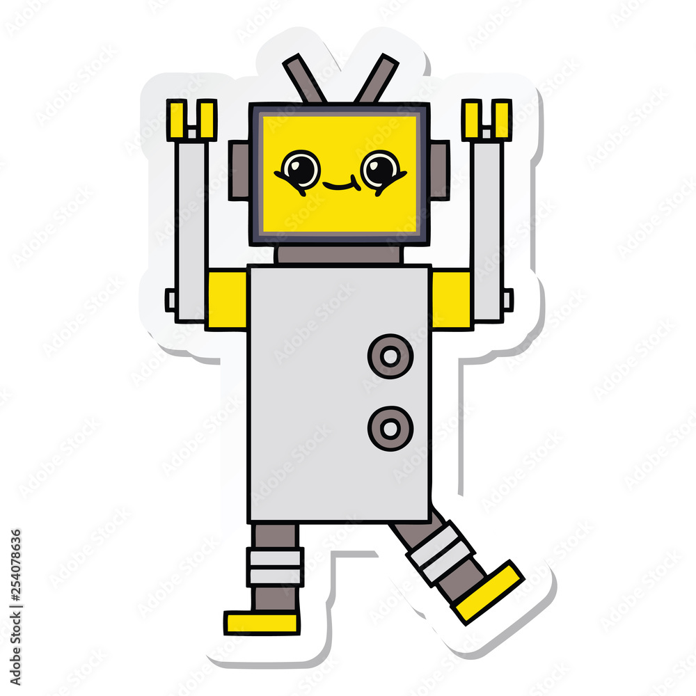sticker of a cute cartoon robot sticker of a cute cartoon robot