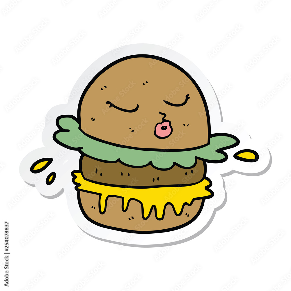sticker of a cartoon fast food burger sticker of a cartoon fast food burger