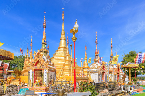 Wat Phra Borommathat Temple at Ban Tak distict, Tak, Thailand. The golden Myanmar style pagoda contain Buddha relic inside.