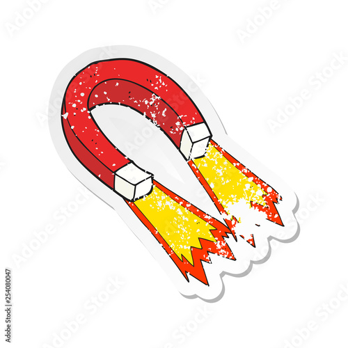 retro distressed sticker of a cartoon magnet