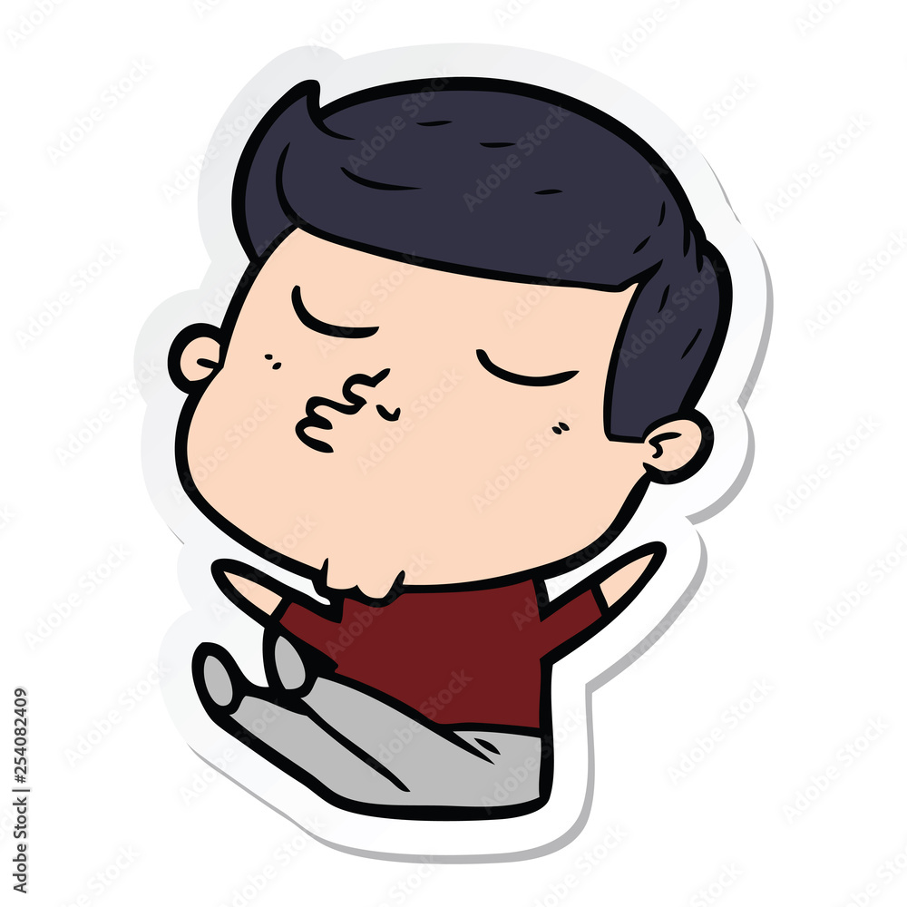 sticker of a cartoon model guy pouting sticker of a cartoon model guy pouting