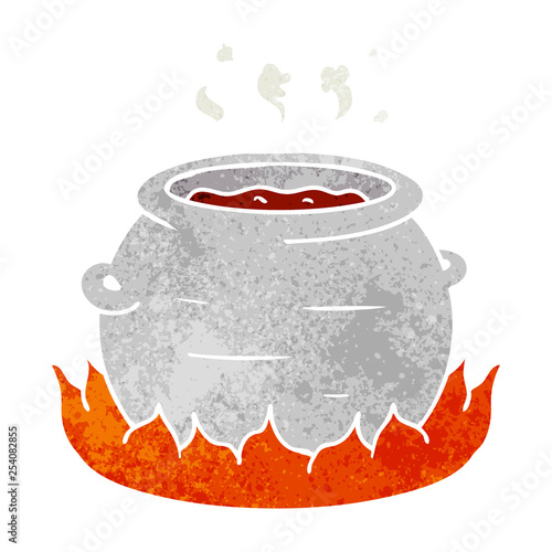 retro cartoon doodle of a pot of stew