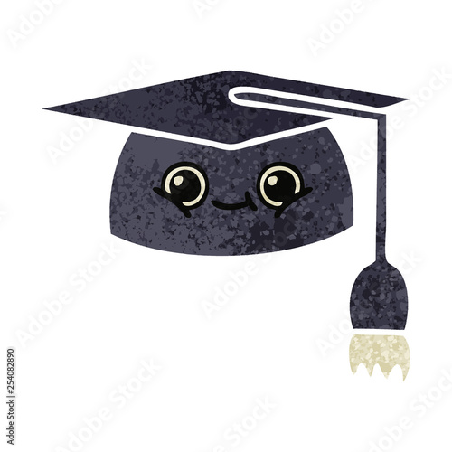 retro illustration style cartoon graduation hat