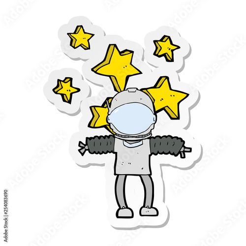 sticker of a cartoon space man
