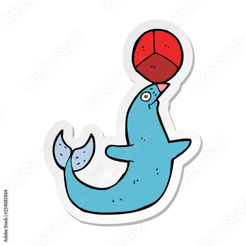 sticker of a cartoon performing seal