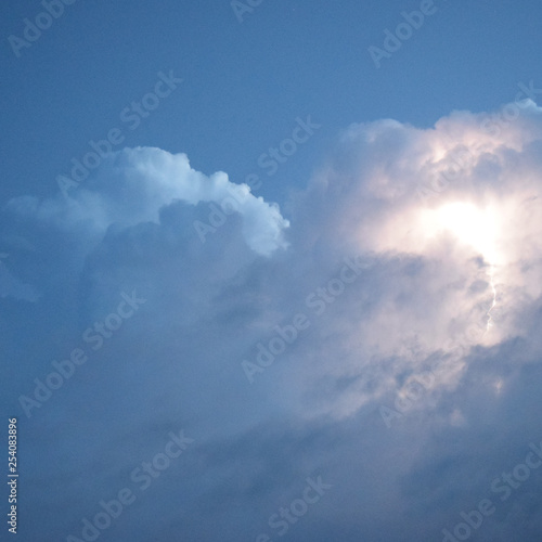 Lightnings in storm clouds