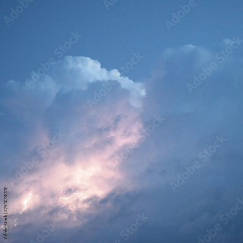 Lightnings in storm clouds