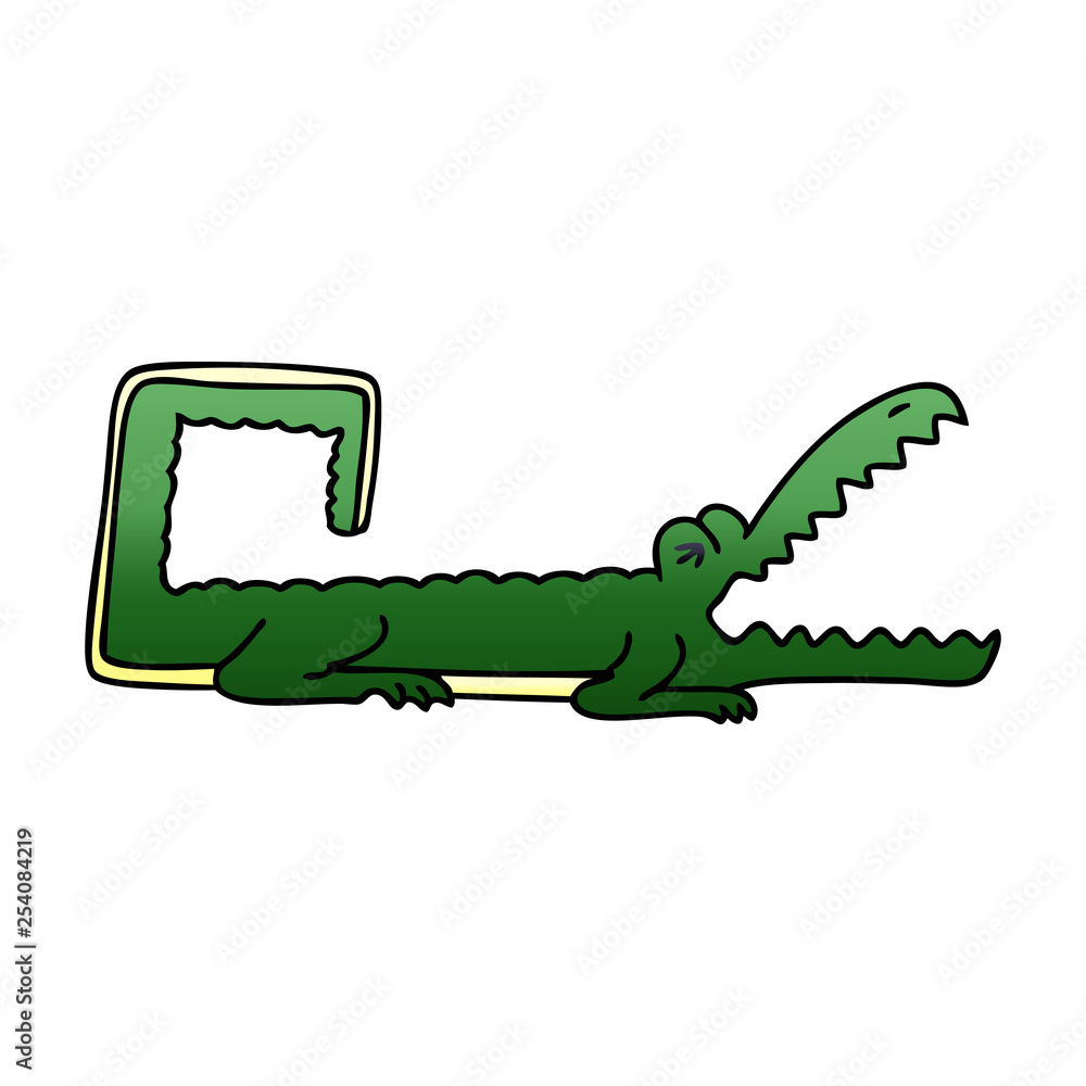 Fototapeta premium quirky gradient shaded cartoon crocodile