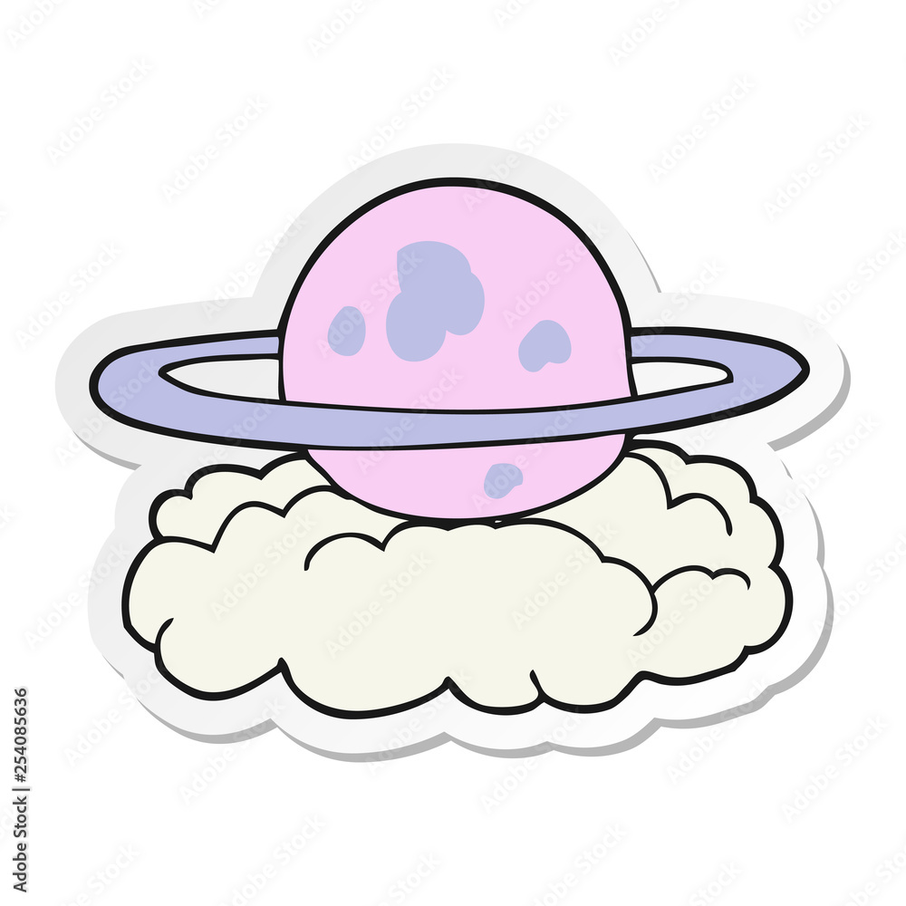 sticker of a cartoon alien planet sticker of a cartoon alien planet